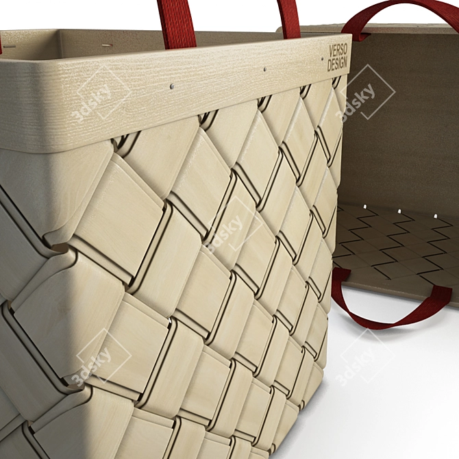 Braided Rattan Basket: Versatile Bathroom Accessory 3D model image 3