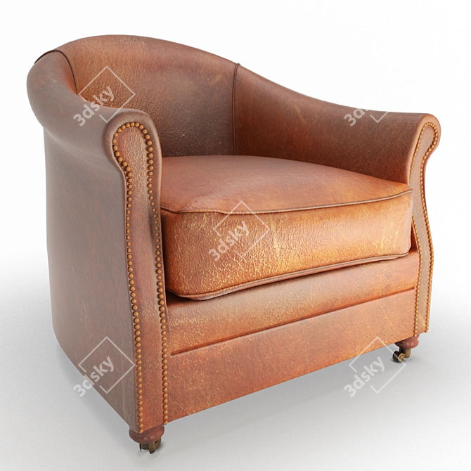 Antique Vintage Leather Armchair 3D model image 1