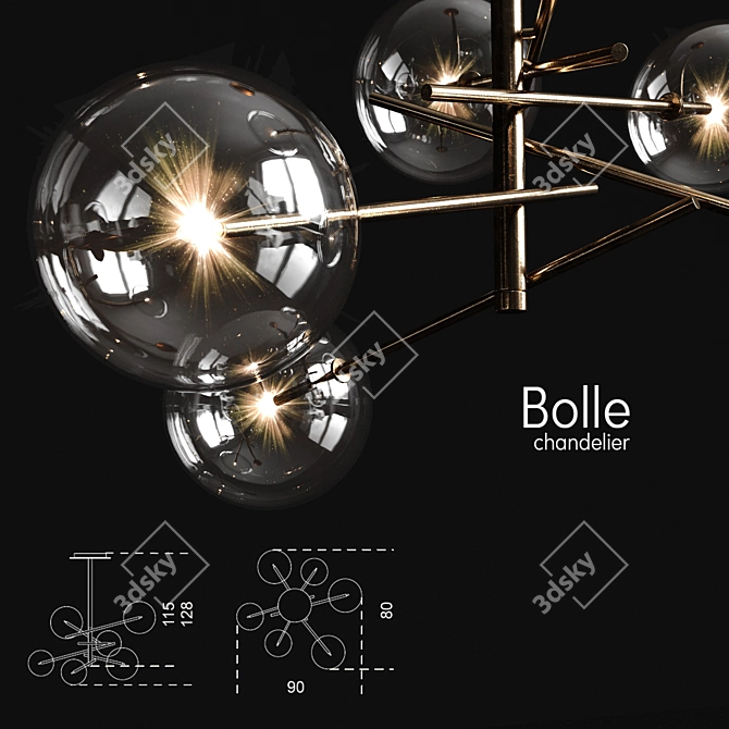 Bolle 6-Light Chandelier by Gallotti & Radice 3D model image 2