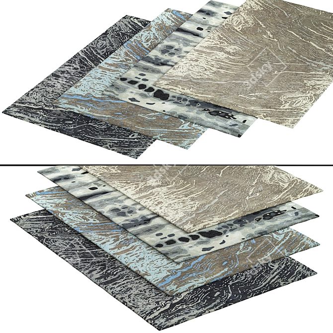 Luxury Grey Shaggy Carpet, 5ft x 3ft 3D model image 2