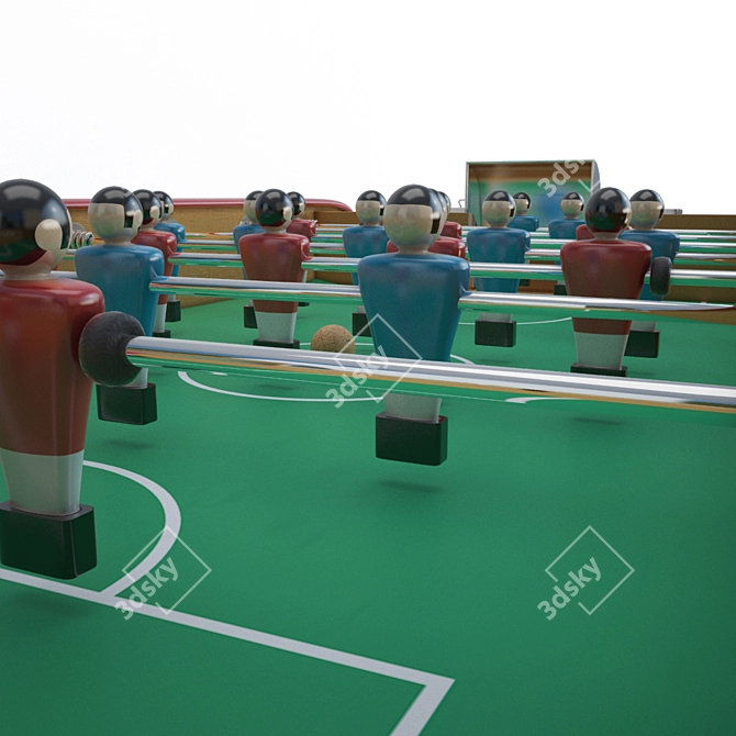 Product Title: Vintage Wooden Babyfoot Football Table 3D model image 2