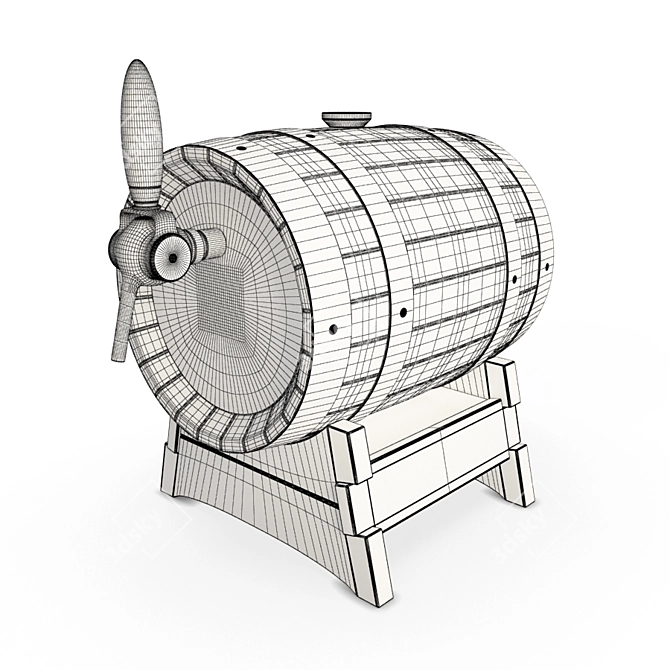  Rustic Oak Beer Barrel 3D model image 2