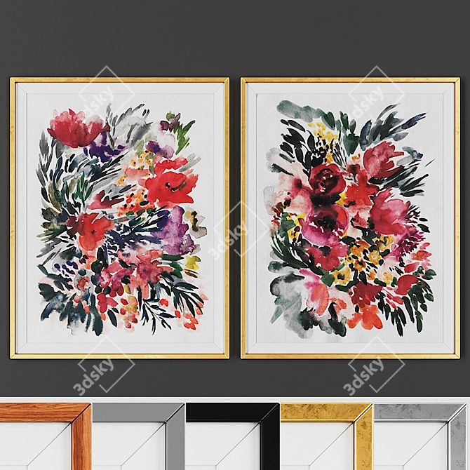 Modern Style Picture Set, Frame Options 3D model image 1