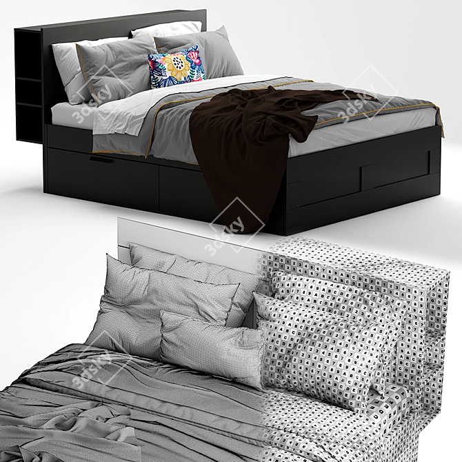 Sleek Brimnes Ikea Bedframe 3D model image 2