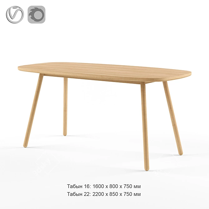 Tabyn Solid Wood Table 3D model image 1