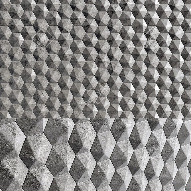 Title: Hexagonal 3D Panels in 4 Unique Materials 3D model image 2