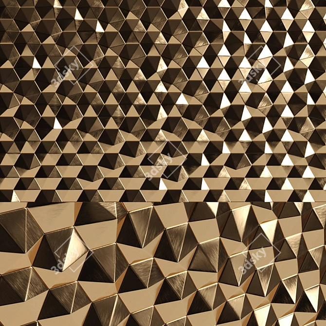 Title: Hexagonal 3D Panels in 4 Unique Materials 3D model image 3