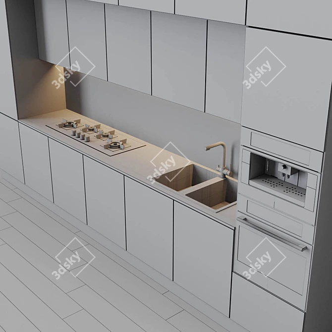 Sleek Modern Kitchen Set 3D model image 3