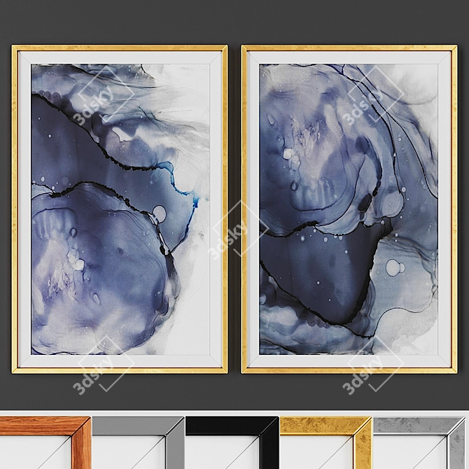 Modern 2-Piece Picture Set with Frame Options 3D model image 1