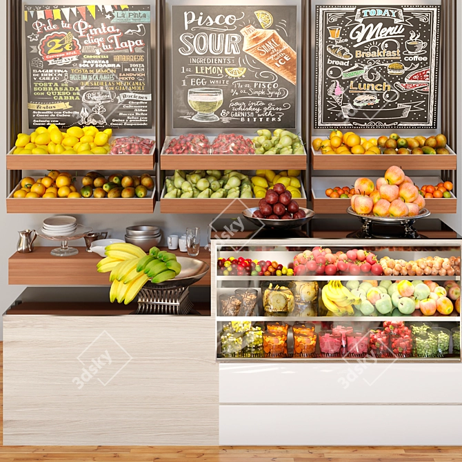 Fresh and Tasty Produce: Fruits and Vegetables 3D model image 1