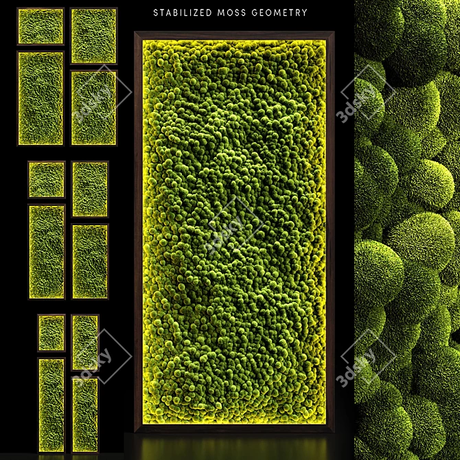 Stabilized Moss Wall with LED Lights - Modern Loft Decor 3D model image 1