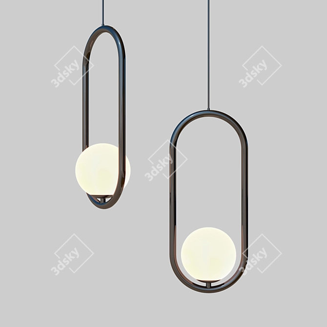 Elegant Black Glass Pendant Light 3D model image 1