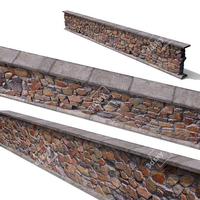 Granite Stone Wall - Seamless and Versatile 3D model image 1