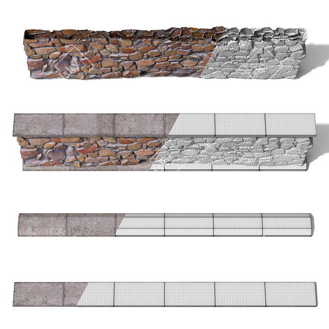 Granite Stone Wall - Seamless and Versatile 3D model image 3