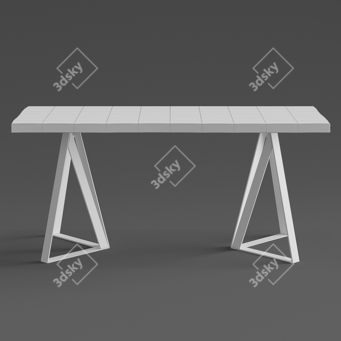 Handmade Solid Wood Table with Metal Legs 3D model image 2