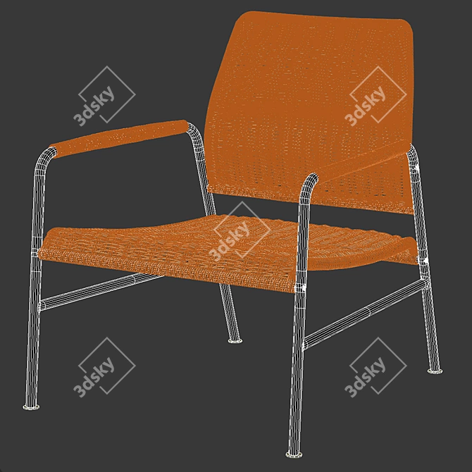 Handmade ULRIKSBERG Anthracite Rattan Chair 3D model image 2