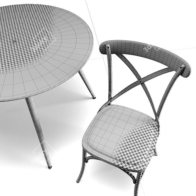 Sleek Daw Table and Silea Chairs Set 3D model image 3