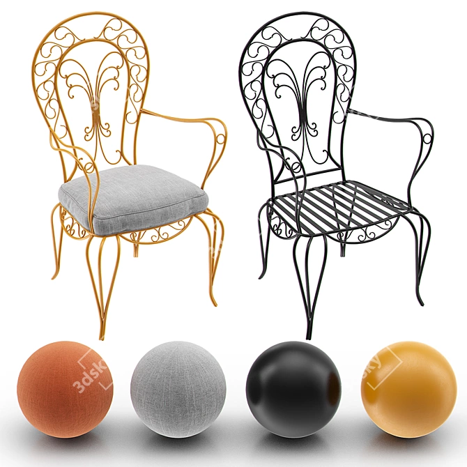 Sleek Metal Armchair: Modern Outdoor Seating 3D model image 2