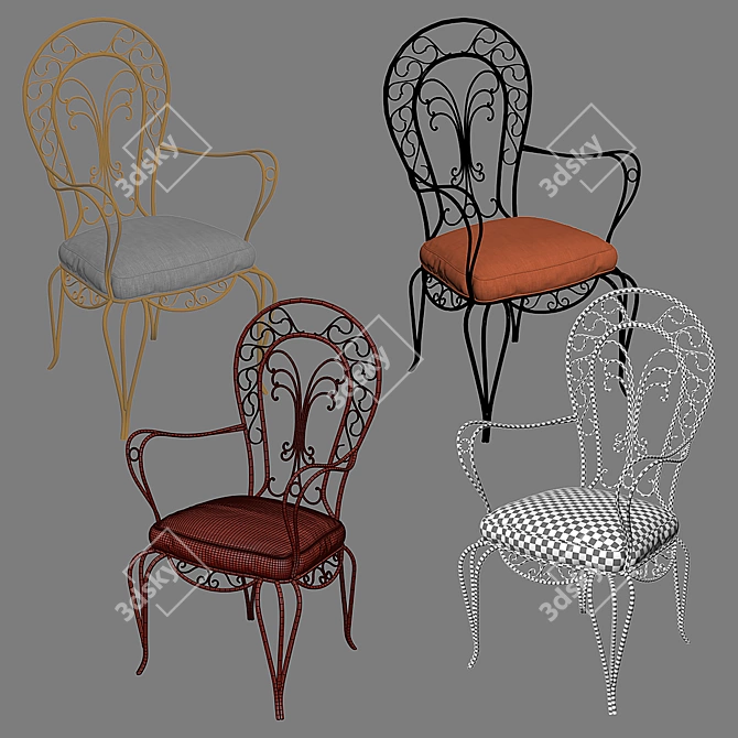 Sleek Metal Armchair: Modern Outdoor Seating 3D model image 3