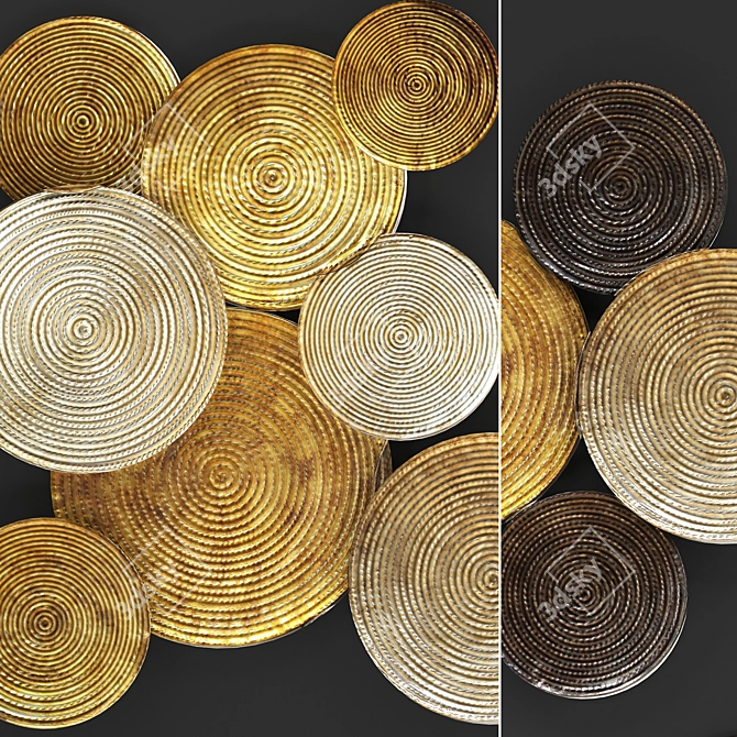 Title: Golden Circle Wall Art 3D model image 2