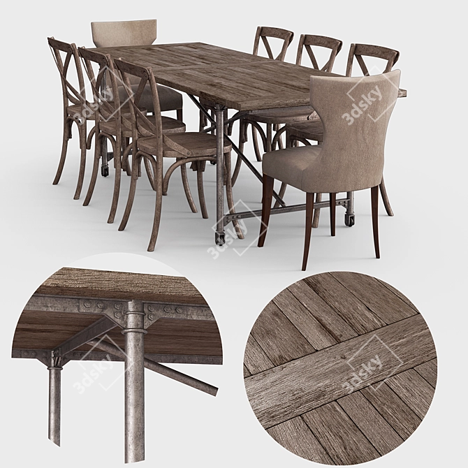 Elegant Edmonton Dining Set 3D model image 2