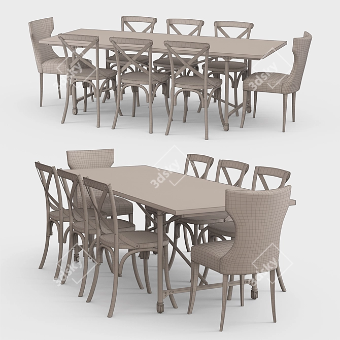 Elegant Edmonton Dining Set 3D model image 3