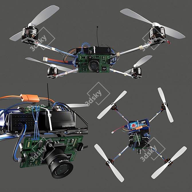 DIY Quadcopter Kit: Affordable, Homemade Design 3D model image 3