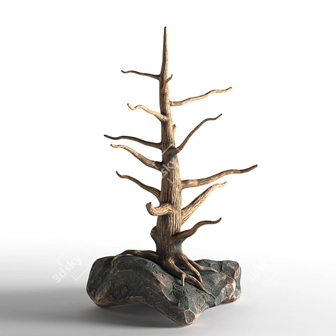 Bronze Tree Rock Jewelry Holder 3D model image 2