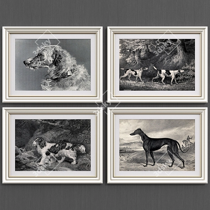 Set of Modern Style Dog Paintings No.173  Link to Artist 3D model image 2