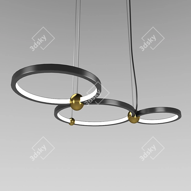 Modern Black Metal Planetary Ring Pendant Light 3D model image 1