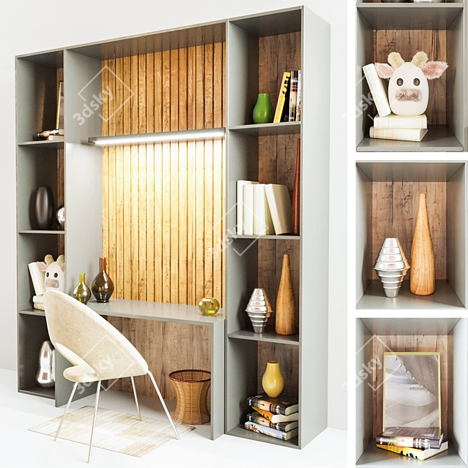 Versatile Bedroom Library: Space-Saving Shelf 3D model image 1