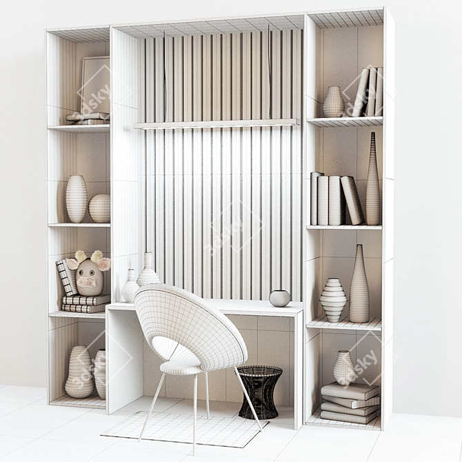 Versatile Bedroom Library: Space-Saving Shelf 3D model image 3