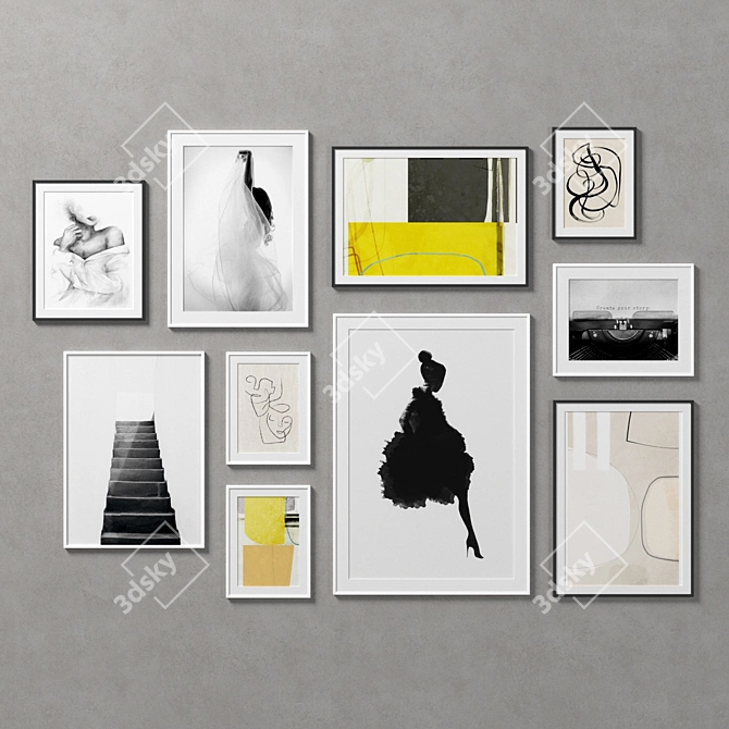 10-Piece Gallery Frame Set 3D model image 1