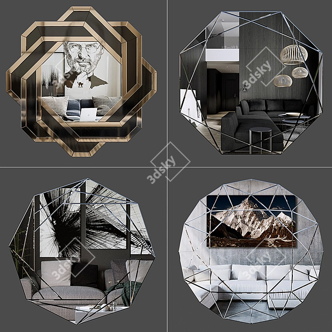 Elegant Mirrored Accent Piece 3D model image 2