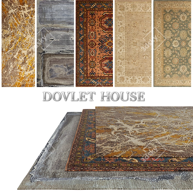 DOVLET HOUSE Carpets 5pc Set 3D model image 1