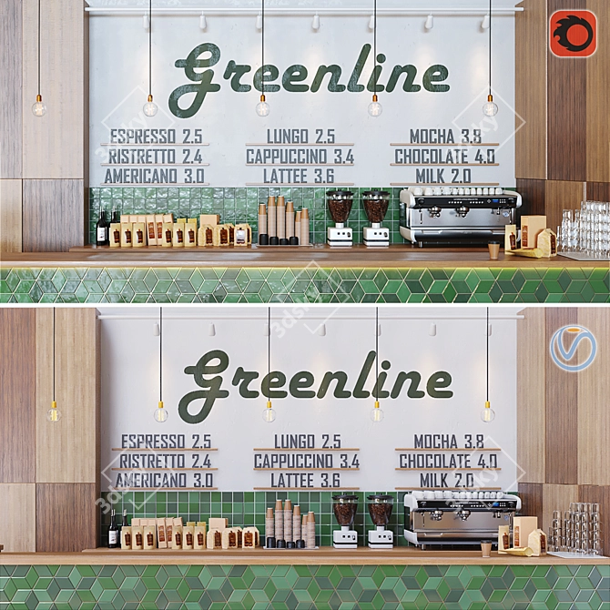 Eco-Friendly Cafe: Greenline 3D model image 2