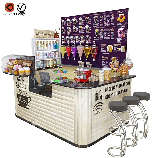 Cafe Shop Model - High Detail 3D model image 1