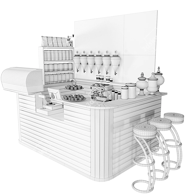 Cafe Shop Model - High Detail 3D model image 3