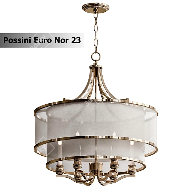 Vintage Brass 6-Light Pendant 3D model image 1