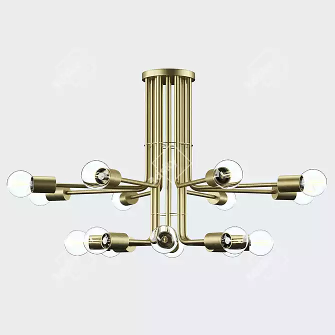 IL Fanale 2017 Chandelier: Golden Metal Luxury Lighting 3D model image 2