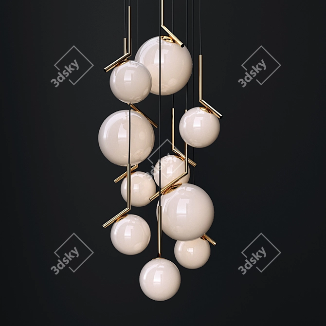 Title: Bolle and IC Glass Chandeliers 3D model image 2