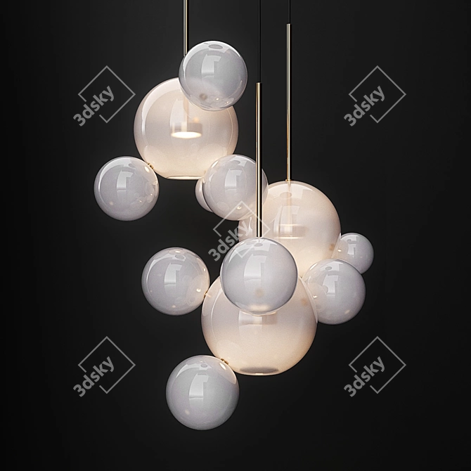 Title: Bolle and IC Glass Chandeliers 3D model image 3