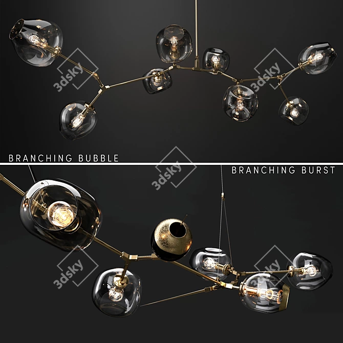 Branching Glass Chandeliers: Versatile Elegance 3D model image 1