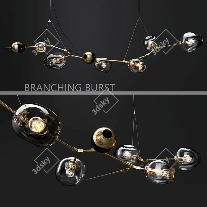 Branching Glass Chandeliers: Versatile Elegance 3D model image 2