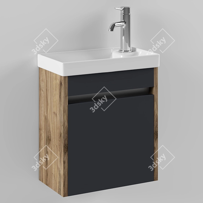 Sleek Bath Cabinet: Space-Saving Design 3D model image 1