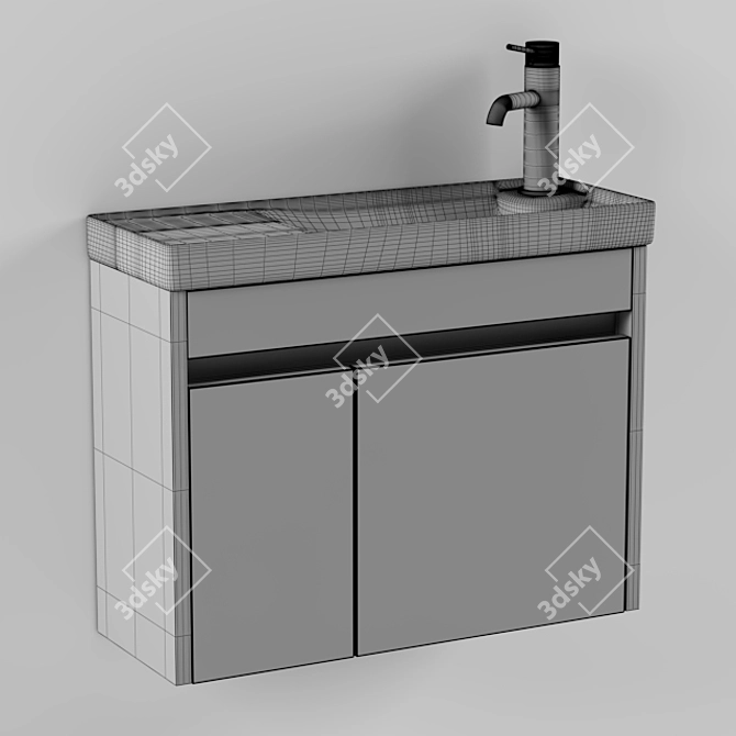 Elegant Slim Bathroom Cabinet 3D model image 2