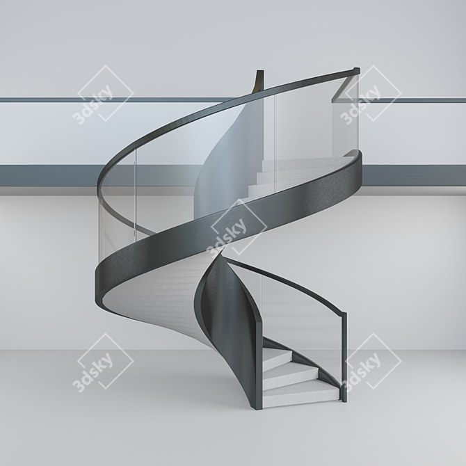 Elegant Radius 1400mm Stair 3D model image 1