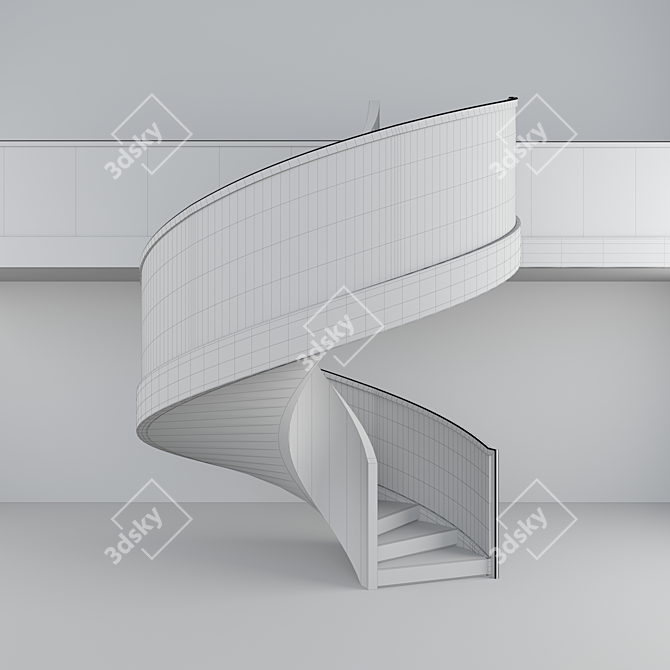 Elegant Radius 1400mm Stair 3D model image 2