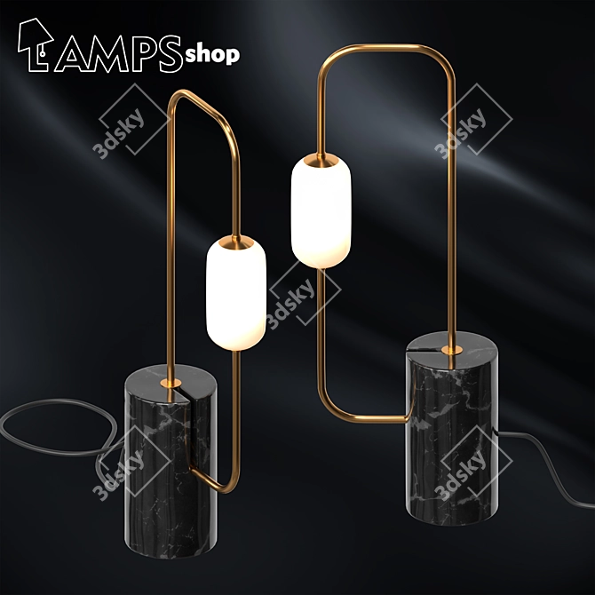 Elegant Marble Table Light 3D model image 1