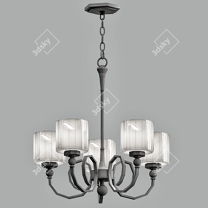 Elegant Ovanda Brass Chandelier 3D model image 2